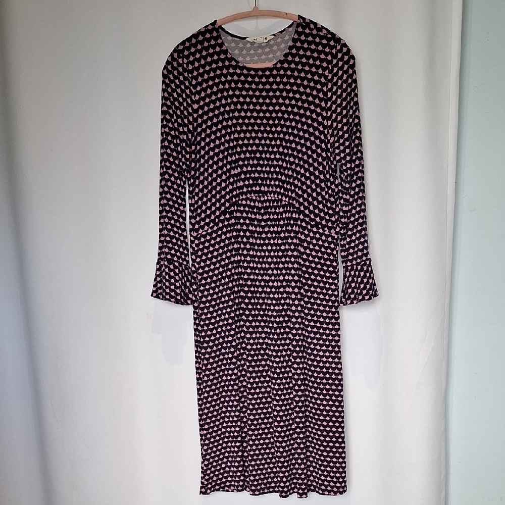 Boden Blue and Pink "Sherbert Cresent Stamp" Geometric Flute Sleeve Dress